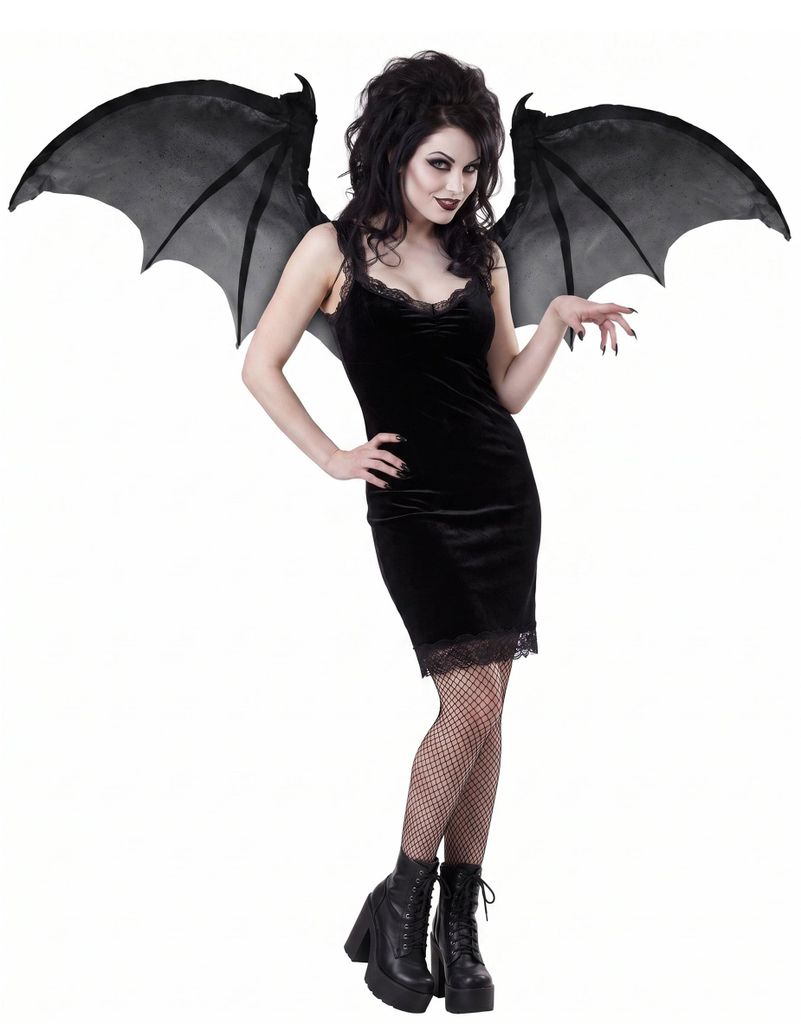 Dämonen-Flügel Fledermaus aufschwingbar schwarz-grau 122cm Produktbild 