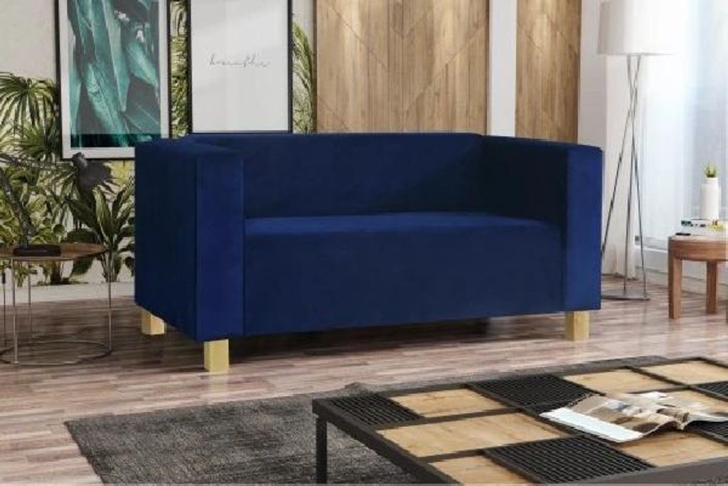 Zweisitzer-Sofa BISERKA - blau / Kiefer