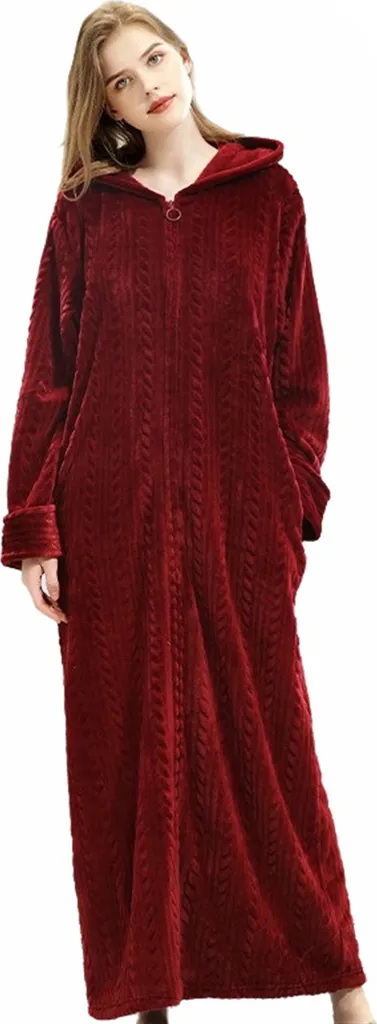 Accappatoio Invernale Unisex Rosso Vino con Zip - Casa e Outdoor