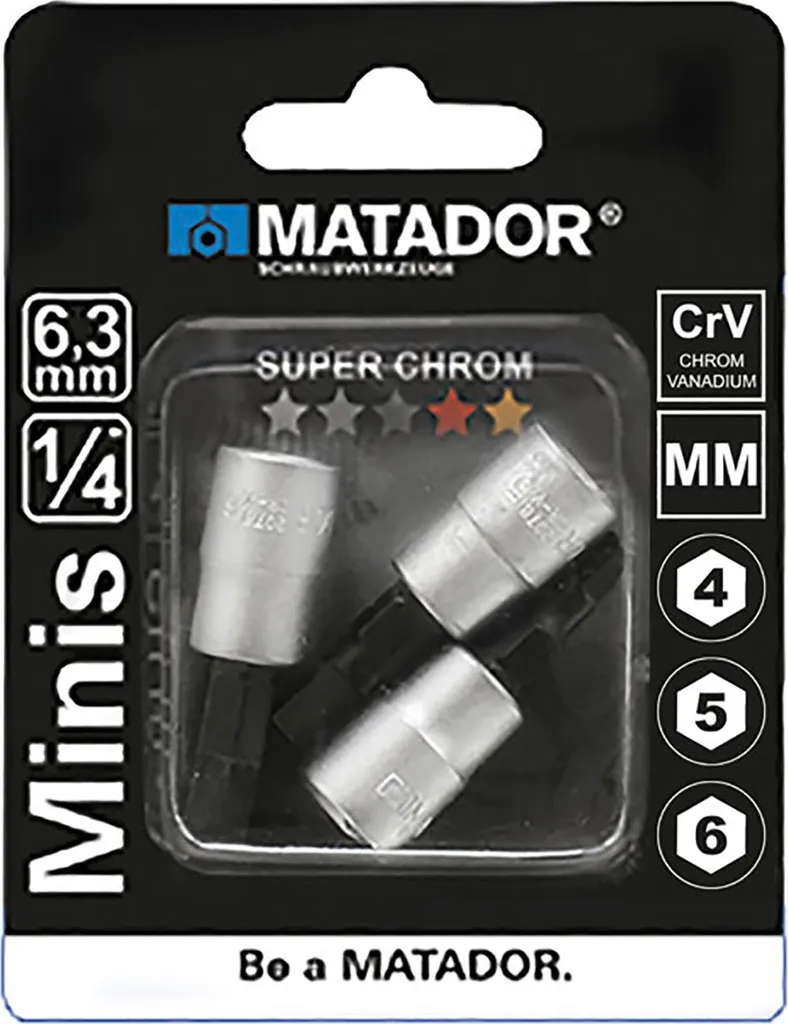 Set 3 Punte Cacciavite a Taglio 4-5-6mm 1/4" - Acciaio Professionale S2