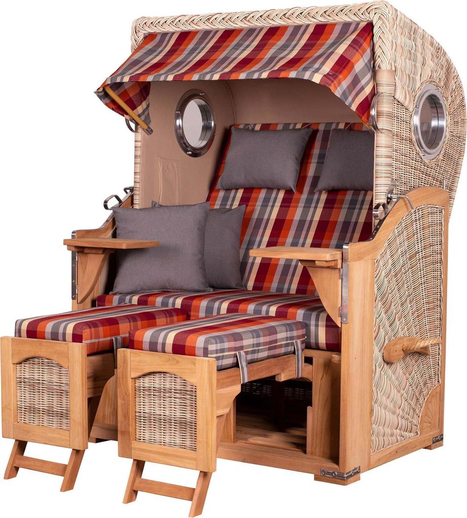 Strandkorb-Set - bene living - Ammersee Teak - PE shell - Modell 584 - inkl. Liftersystem