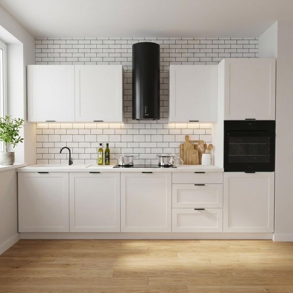 Küchenzeile 300 cm - mit weißer Arbeitsplatte - Weiß Matt - mit Hängeschränke und Unterschränke - mit Soft-Close - Aluminiumgriffe - ADELE
