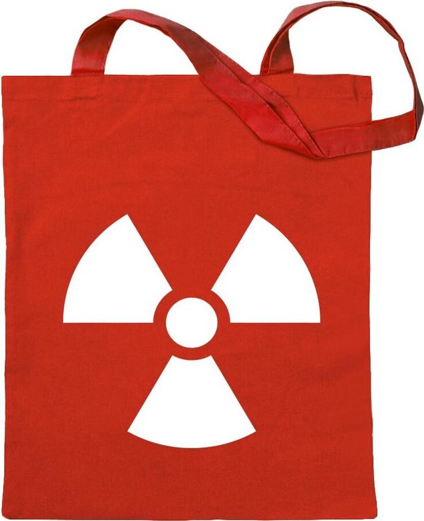 Kiwistar - Baumwolltasche - rot - Radioaktiv - Tragetasche Stoffbeutel Umhängetasche Langer Henkel