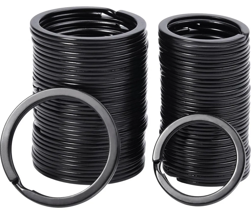 Anneaux de porte-clés noirs plats pour maison et voiture - 40 pièces