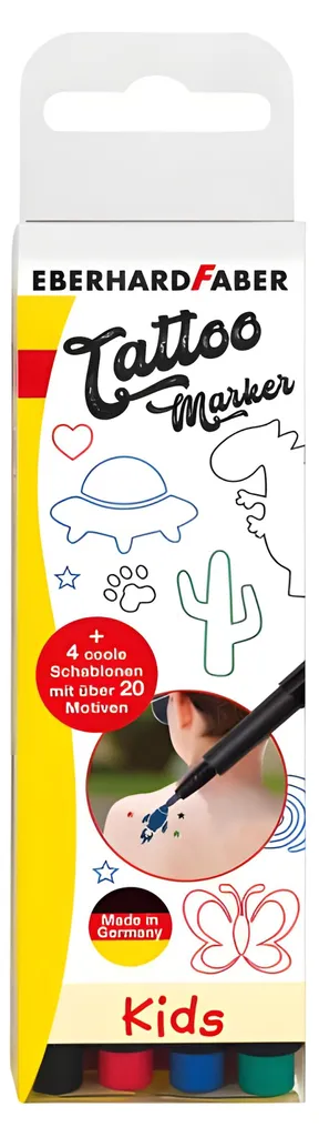 Crayons Tatouages Éphémères Kids Eberhard Faber 559504 - Couleurs Vives