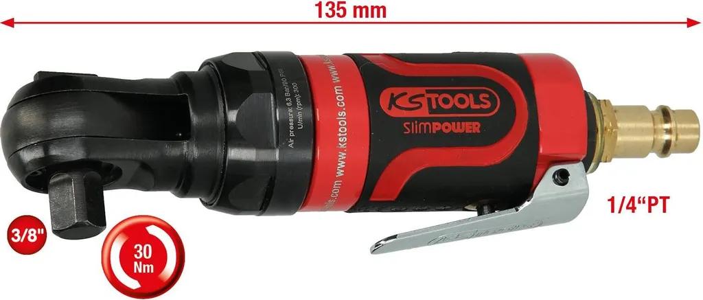 Cricchetto Pneumatico KS TOOLS 515.5510 3/8" 34Nm Compatto SlimPOWER