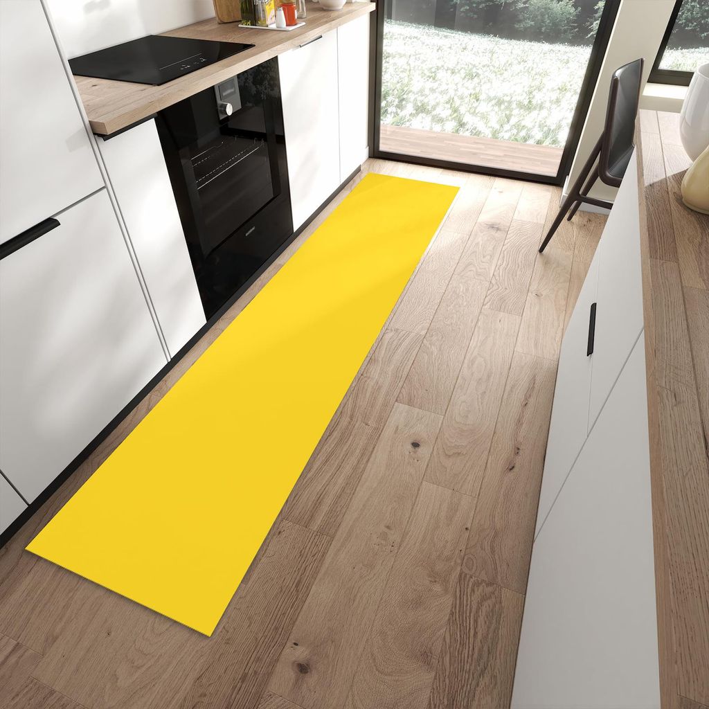 Küchenteppich 60x270cm rutschfest & abwischbar PVC Läufer - Oranger Hintergrund II