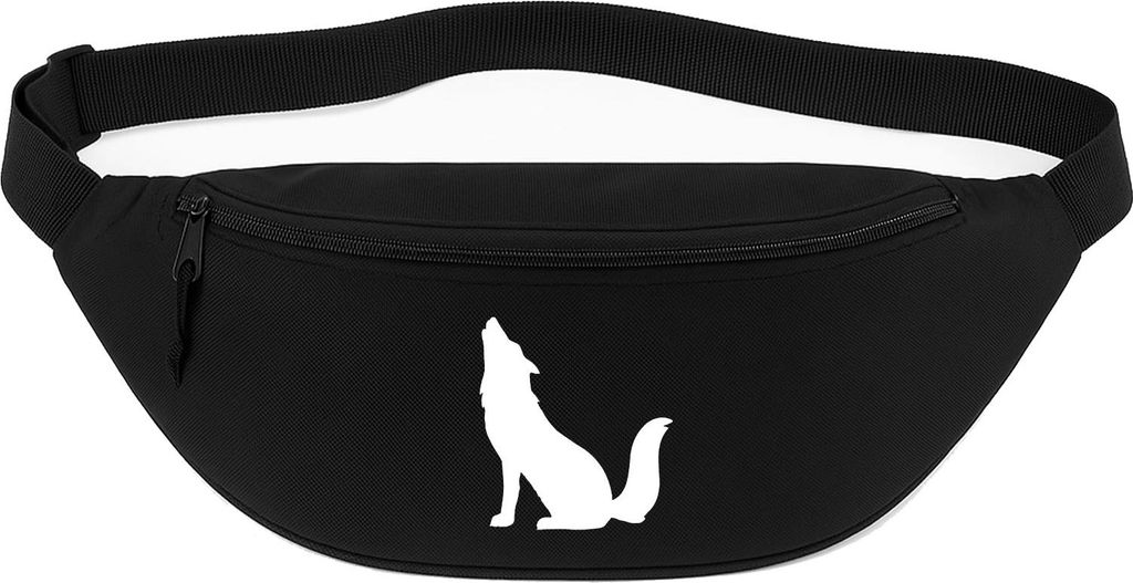 Huuraa Bauchtasche Heulender Wolf Silhouette 2,5 Liter Black Polyester Crossbody Bag Geschenkidee