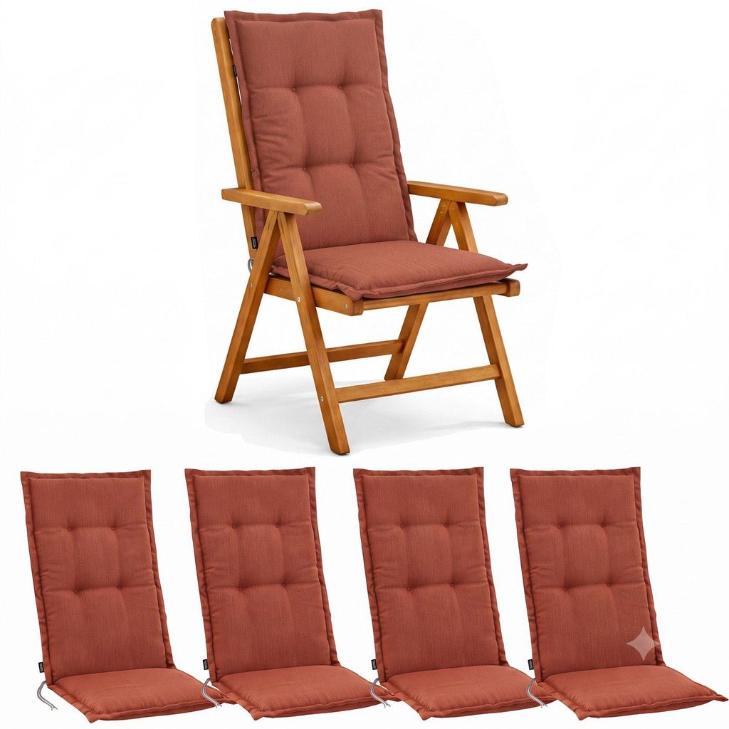 BURI 4x Auflagen Set Hochlehner für Gartenstühle 120x48x7cm Produktbild 