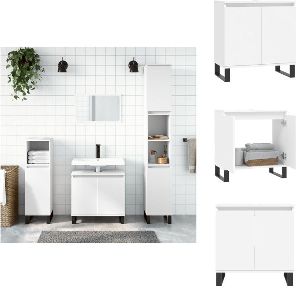vidaXL Badezimmerschrank Weiß 58x33x60 cm Holzwerkstoff - Badezimmerwaschtische