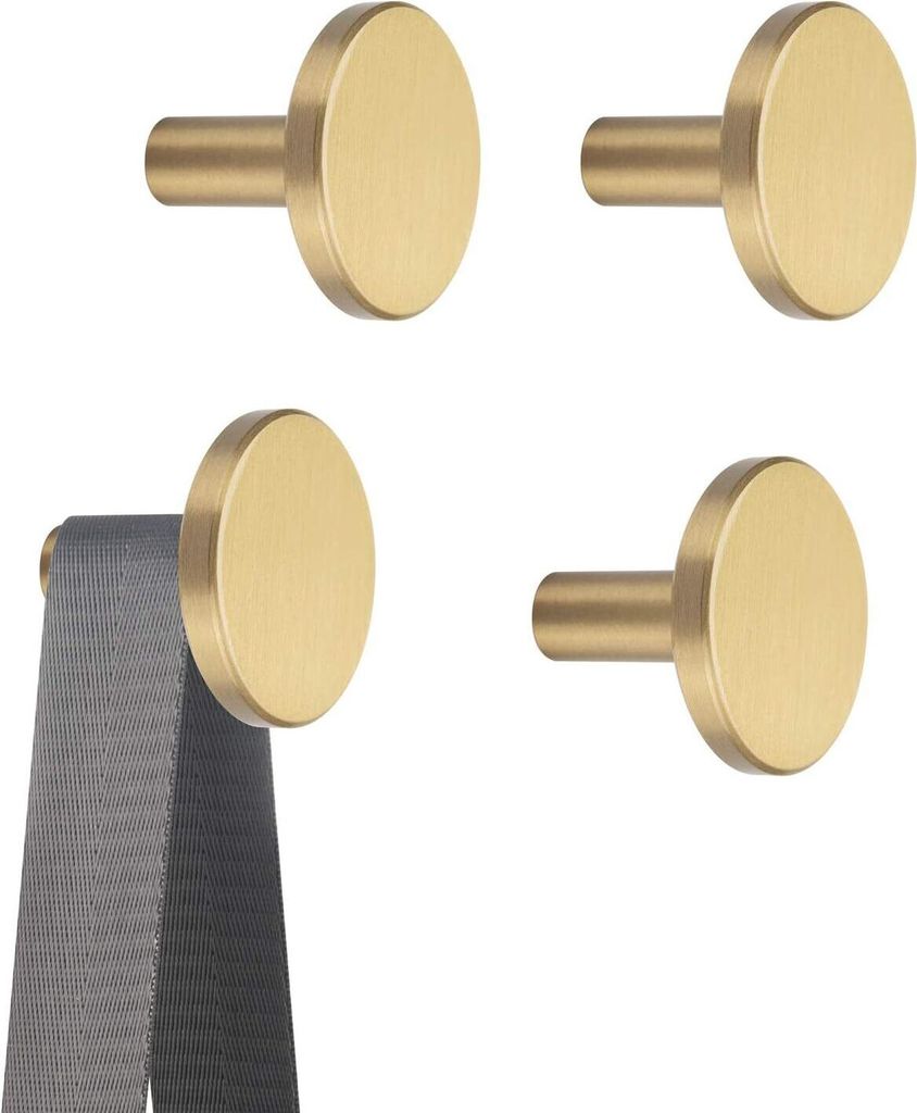 4 Stück Kleiderhaken Messing Wandmontage Garderobenhaken Wandhaken Gold für Wohnzimmer Schlafzimmer Dekoration Runden,wandhaken rund