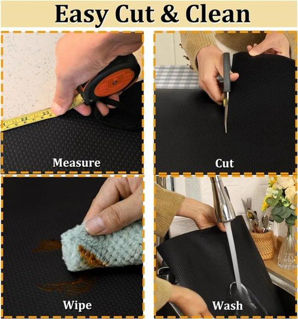 Tapis de fond de tiroir noir 35x600 cm imperméable pour étagère cuisine