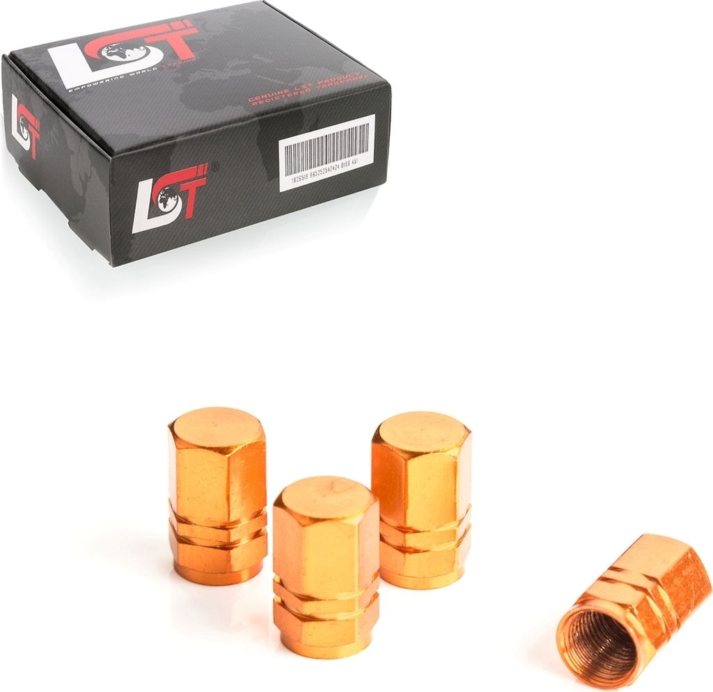 4x Universal Ventilkappen Reifenventil Abdeckung Hexagon Orange Schraderventil