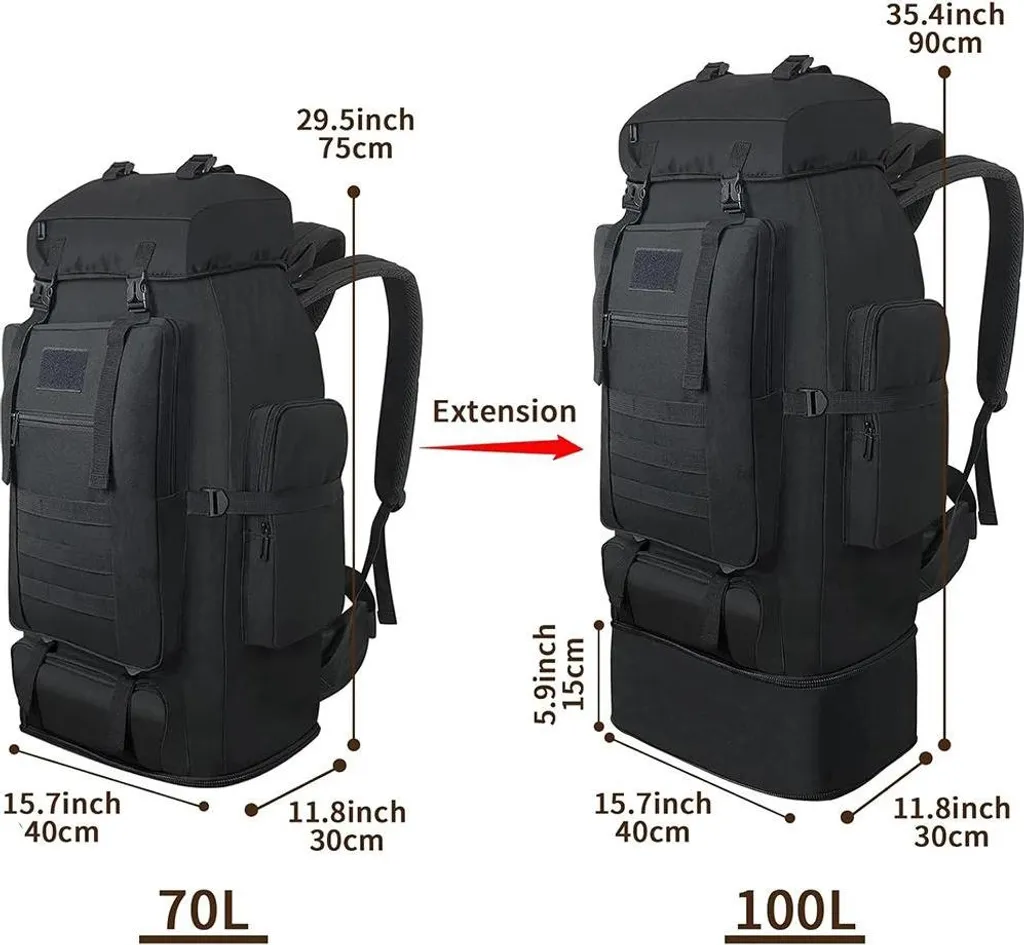 Sac à dos de randonnée 100L multifonctionnel en matériau robuste 420D