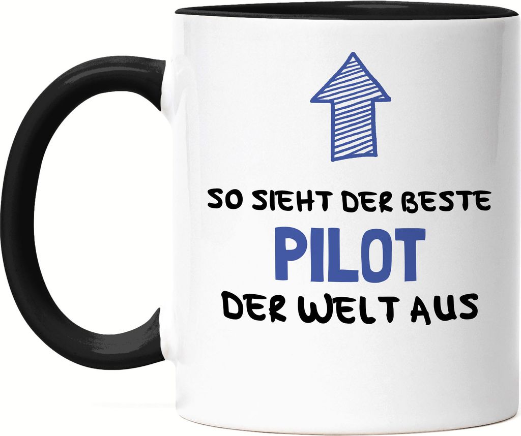 So Sieht Der Beste Pilot Der Welt Aus Tasse Schwarz Geschenk Piloten-Tasse Flugzeug Airline