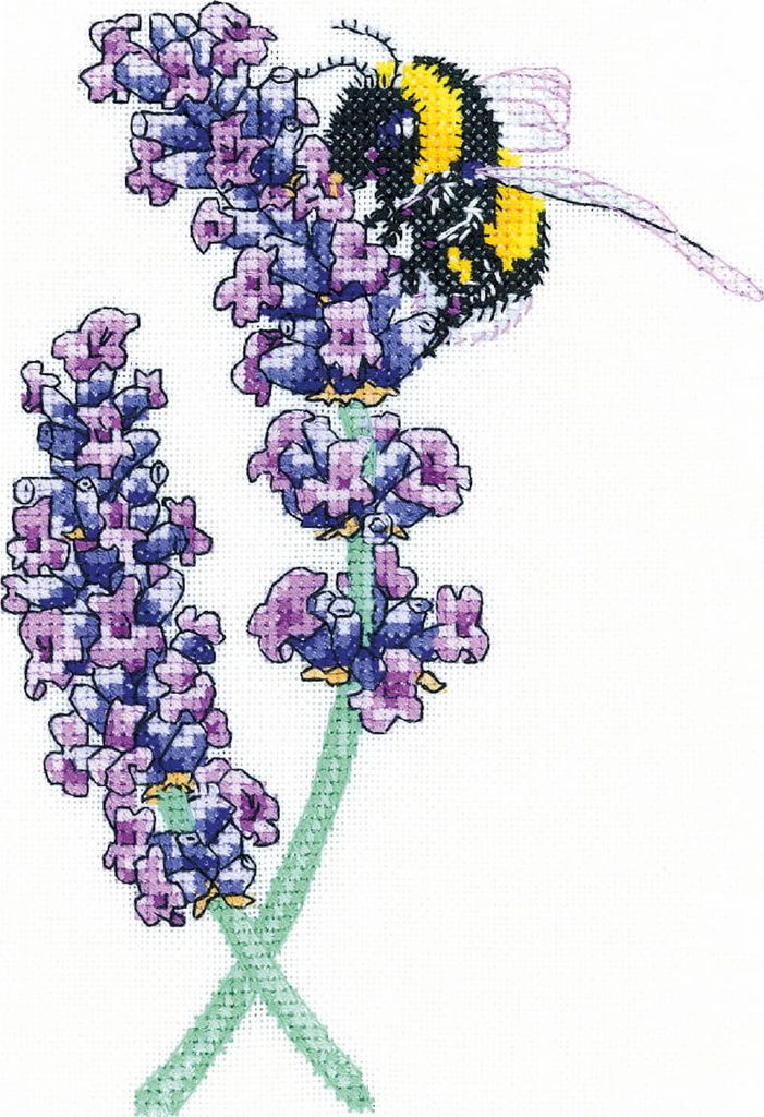 Heritage Kreuzstich Set Aida "Lavendel Biene", Zählmuster, PULB1468-A, 11,5x17cm