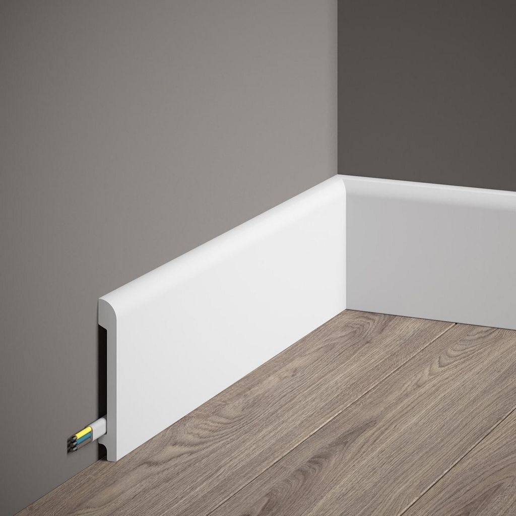 PROVISTON | Sockelleiste | 13 x 99 x 2000 mm | Satin Weiß | Fußleiste | Mit Kabelkanal | Klassisch | Hochwertig | Robust | Langlebig | 1 Stück