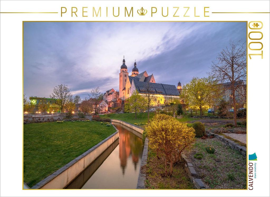 CALVENDO Puzzle Johanniskirche in Plauen im Vogtland. Mit den 52 Meter hohen Türmen ist sie das Wahrzeichen von Plauen. 1000 Teile Puzzle quer | 1...