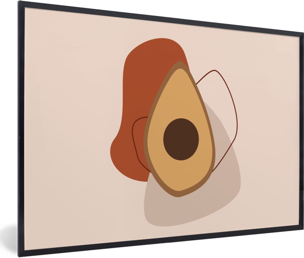 MuchoWow Gerahmtes Poster Sommer - Avocado - Braun 60x40 cm - Poster mit Schwarzem Bilderrahmen Wandposter Rahmen Foto Bilder - Printing - Wandde...