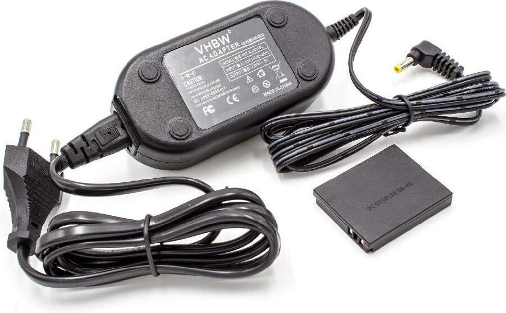 vhbw Netzteil kompatibel mit Canon PowerShot SX700 HS, SX710 HS, SX610 HS Kamera, Digitalkamera + DC Kuppler (Ersatz für Canon), 2m