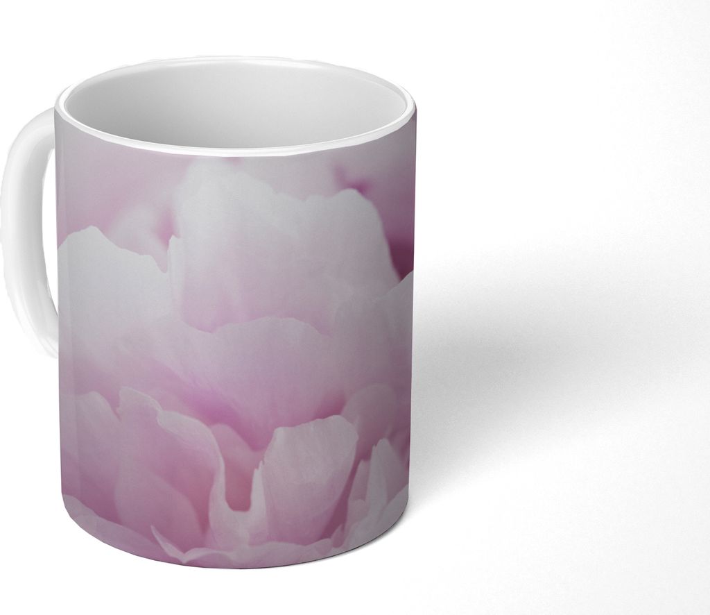 MuchoWow Tasse Kaffeetasse Kaffeebecher 350 ml Nahaufnahme einer rosa Pfingstrose Teetasse - Fototasse - Becher - Keramikbecher - Teebecher - Kaf...