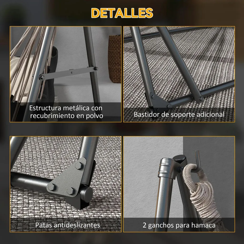 Support hamac métal noir 268cm - Structure résistante et stable - 5
