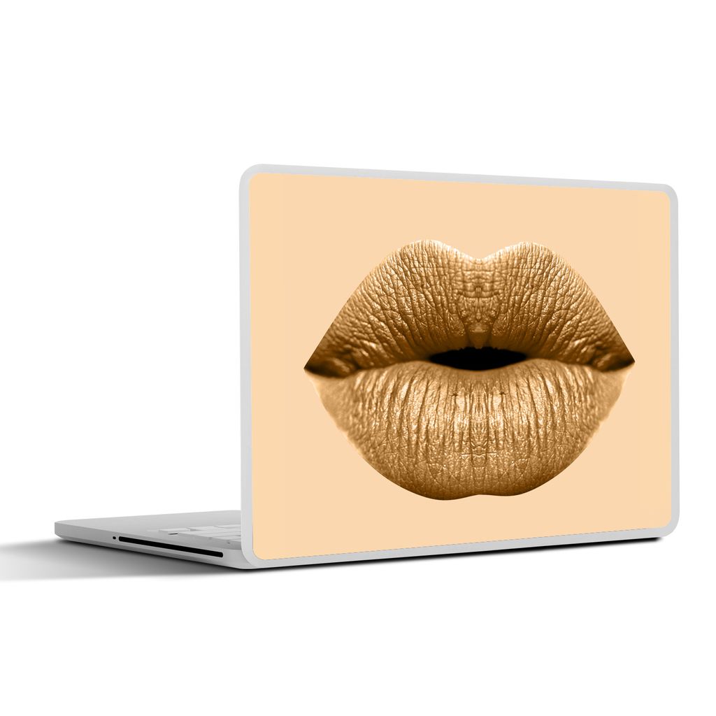 MuchoWow Laptop Aufkleber Sticker Cover Lippen - Pastell - Braun 40x30 cm - Laptop Dekoration - Selbstklebend
