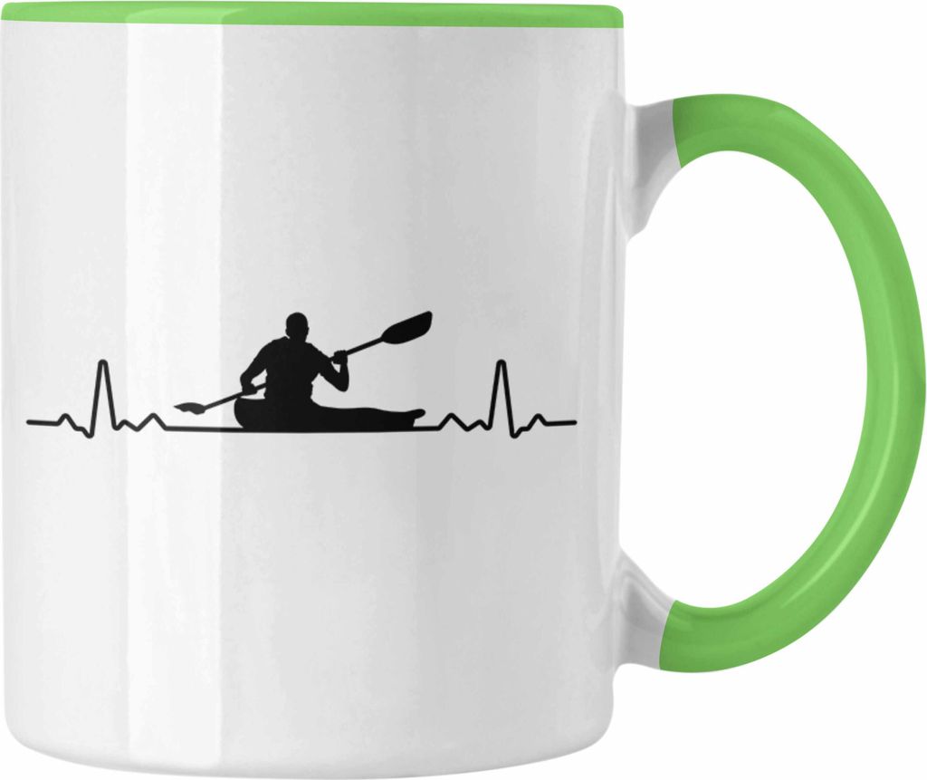 Trendation - Kajak Geschenk Tasse Mit Spruch Kajakfahrer Geschenkidee Kaffeetasse Kanu Padelboot (Grün)