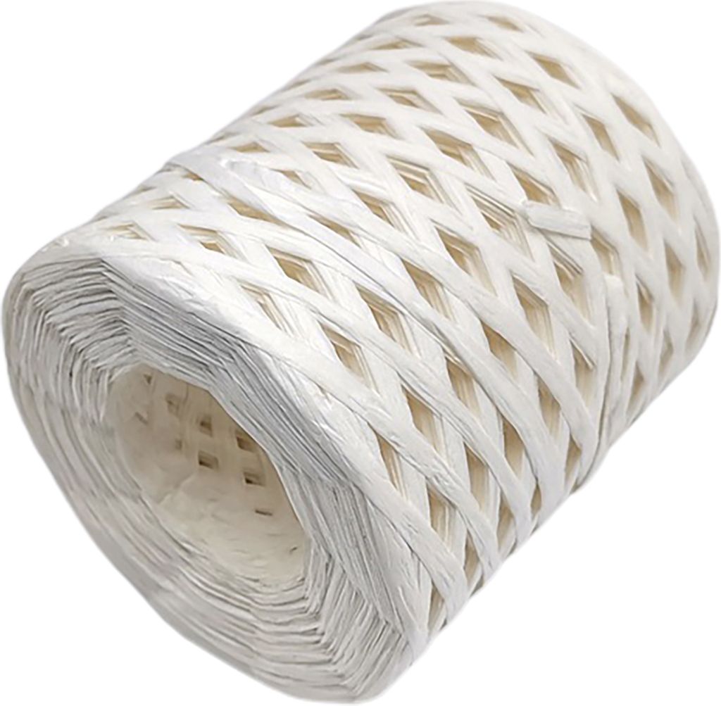 1 Roll Raffia Garn Dekorative weit verbreitete Verpackung Geschenk Raft Raffia Strohverpackungspapiergarn für DIY-Weiß