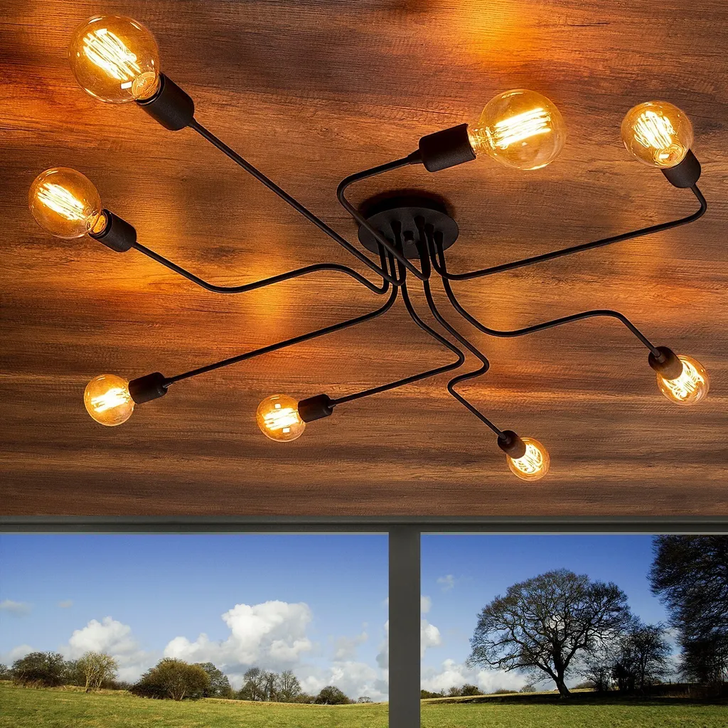 Lustre Design Noir 140cm Truva N-698 en Métal Haute Résistance Opviq