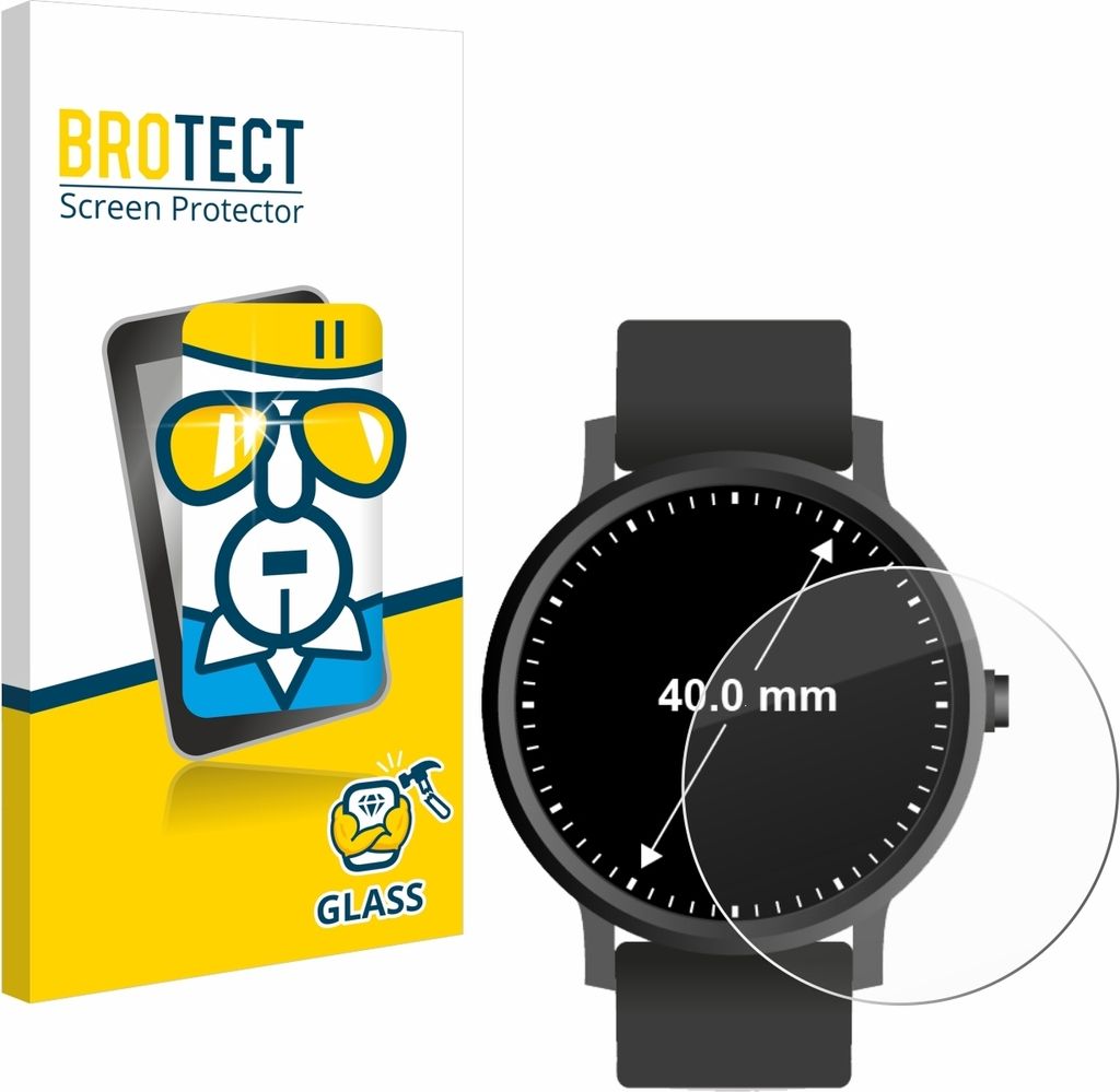BROTECT Schutzglas für Armbanduhren (Kreisrund, ø: 40 mm) Displayschutz 9H Glas klar transparent