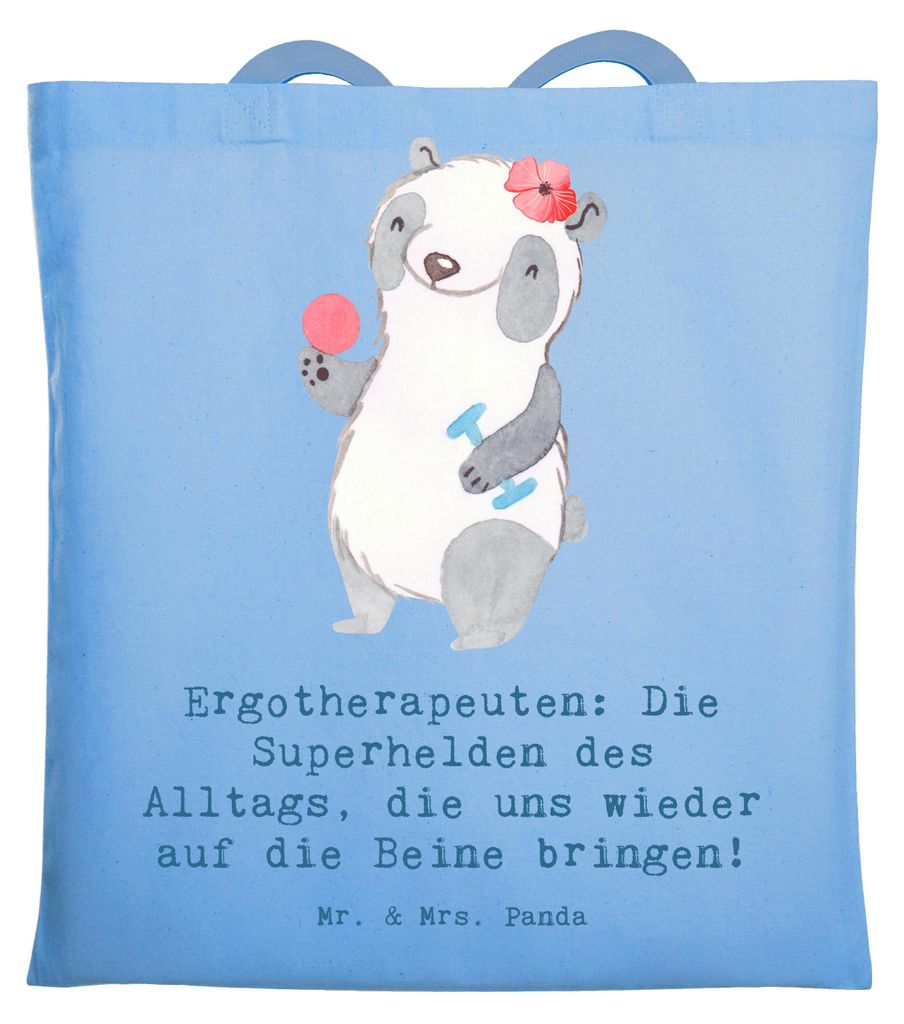Mr. & Mrs. Panda Shopping Tasche Ergotherapeutin Superhelden - Sky Blue - Geschenk, Unfall, Laptoptasche, Tote Bag, Baumwollbeutel, Berufsprodukte,...