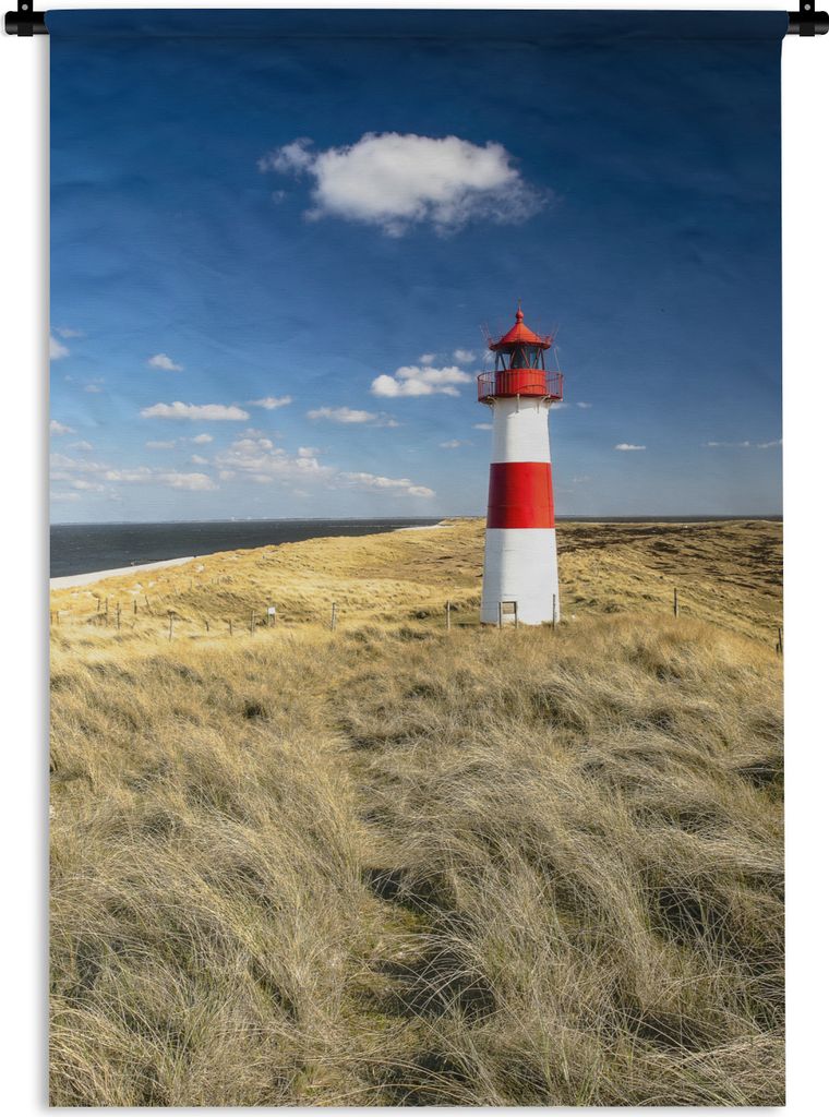 MuchoWow Wandteppich Wandbehang Deutschland - Leuchtturm - Düne 90x135 cm Tapisserie Dekoration Wandtuch - Baumwolle - Wandskulptur