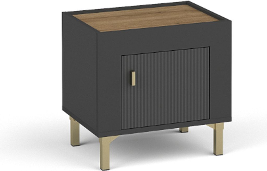 Minio, Nachttisch "ASSO 11", Nachtschränkchen, Schwarze Produktbild 