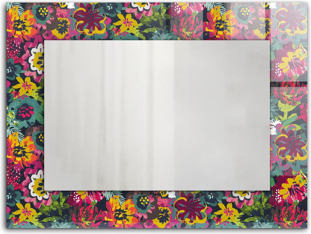 Bunte florale Muster – Rechteckiger Spiegel mit Druck 80x60 cm – Modern - Dekorativ für die Wand