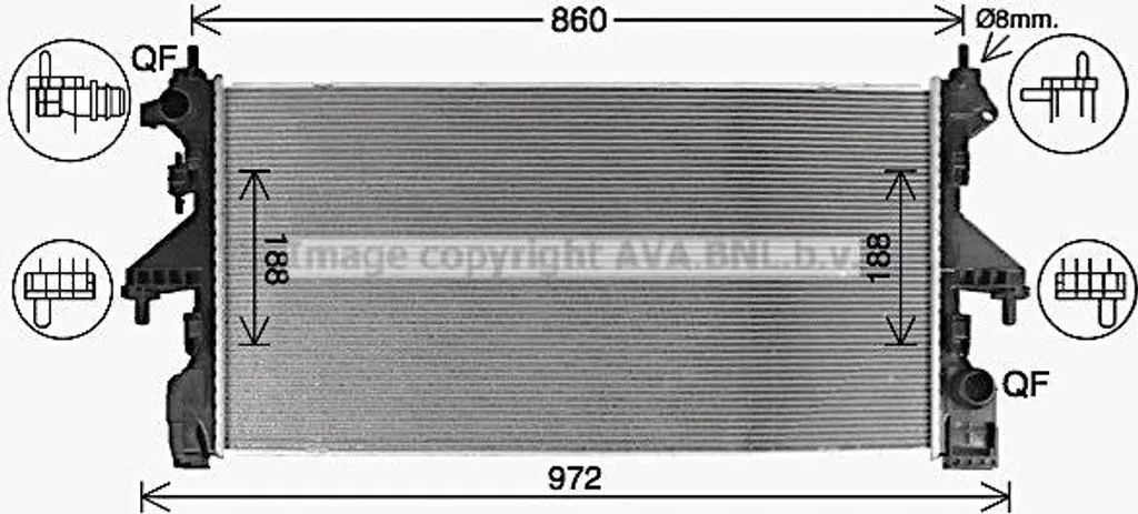 Radiateur moteur AVA CN2319 en aluminium renforcé pour Jumper et Boxer
