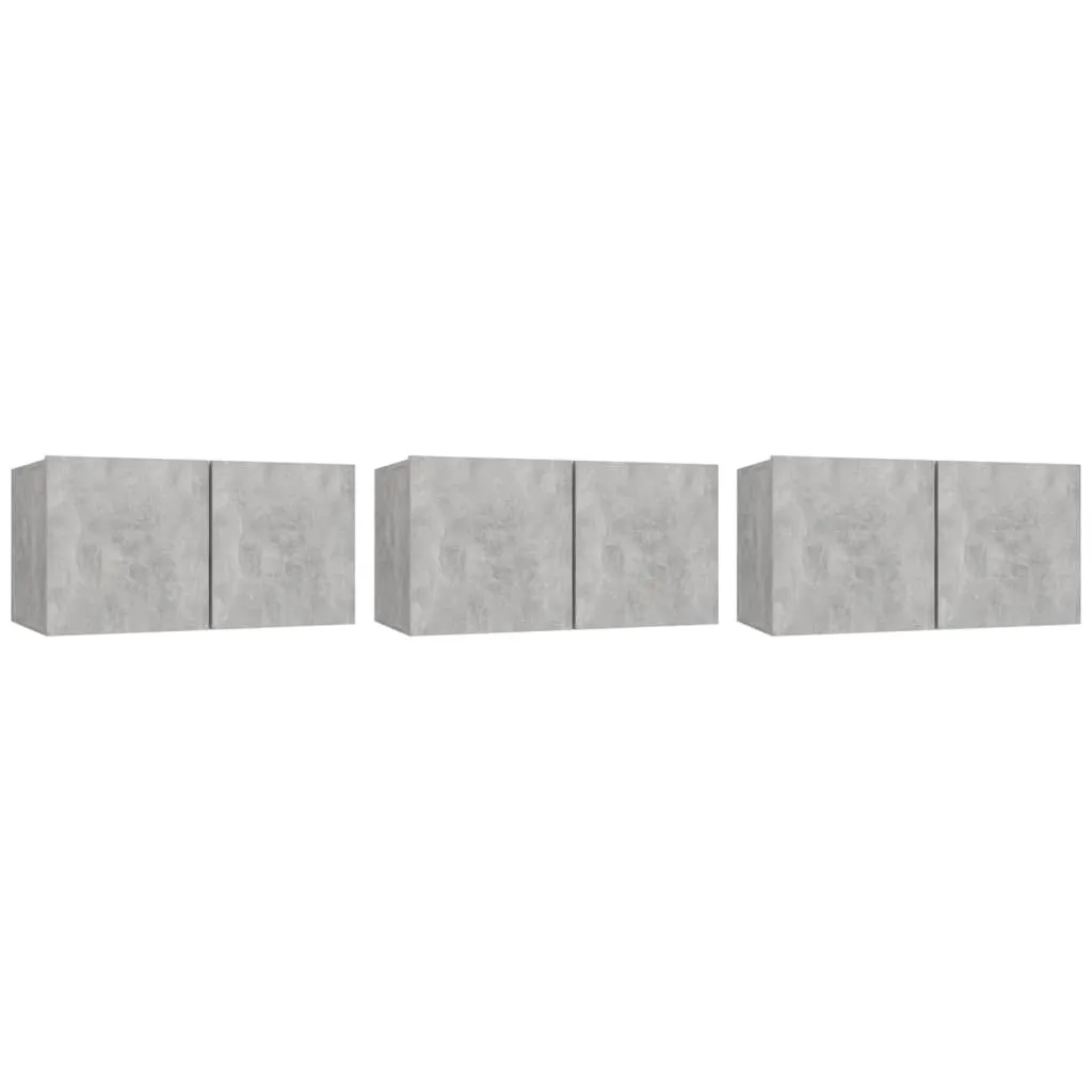 Mobili TV Sospesi 3 pz Grigio Cemento - Set Parete Attrezzata 60cm