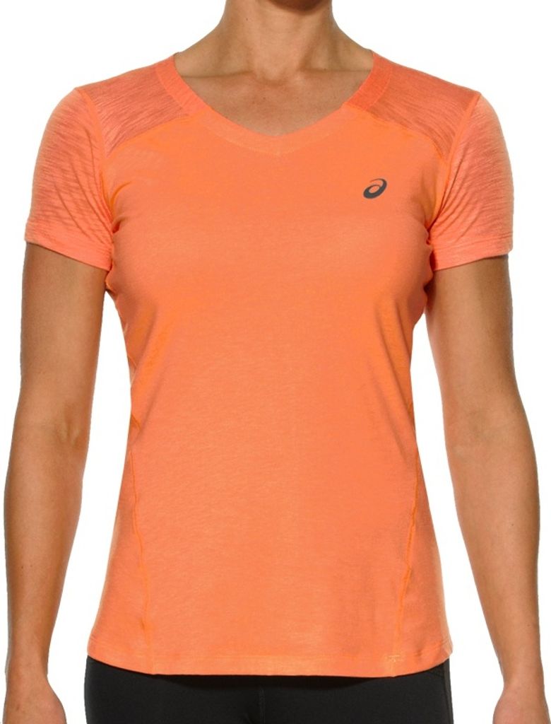 Asics Damen Oberbekleidung fuzzeX V-Neck Shortsleeve Top, orange, XS