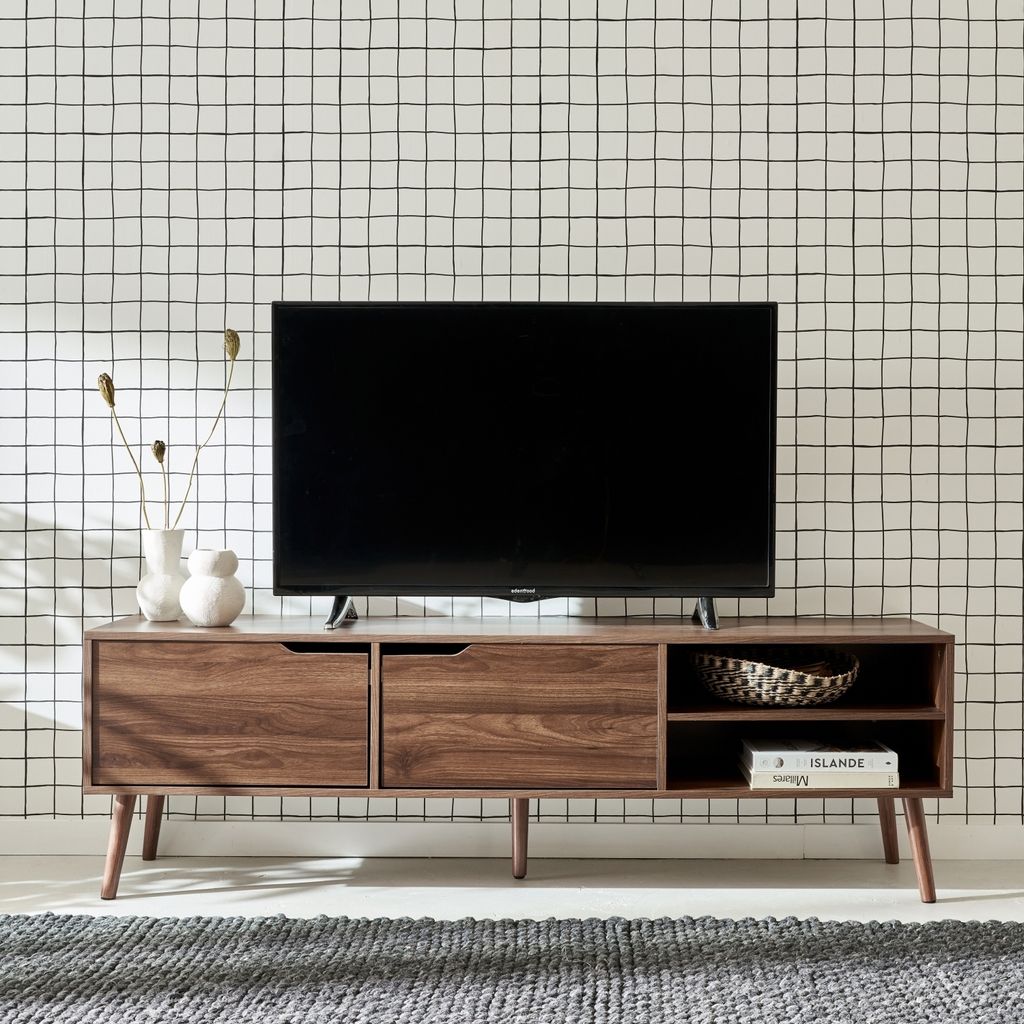 sweeek - TV-Möbel mit Nussbaumdekor, 2 Türen, 160 cm - Produktbild 1