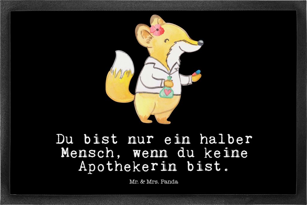 Mr. & Mrs. Panda Bodenvorleger Apothekerin Herz 50 x 75 cm - Schwarz - Geschenk, Schmutzfänger, Approbation, Spruch, Schmutzmatte, fußmatte, Beru...