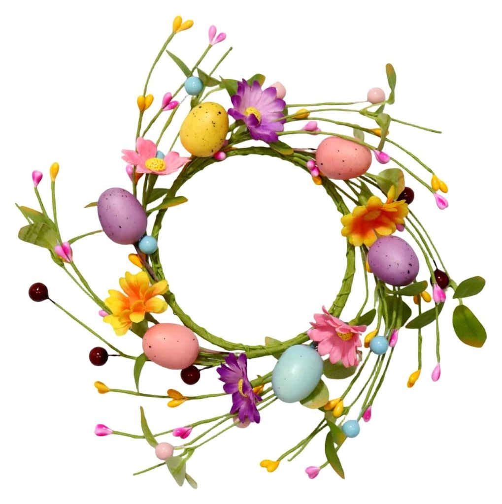 Osterkerzenring | 26,7 cm Ei Wildblumen-Girlande – Osterkranz – für Zuhause, Innenbereich, Küche, Haus, Türen, Wand, Tisch, Kamin, Tafelaufsatz