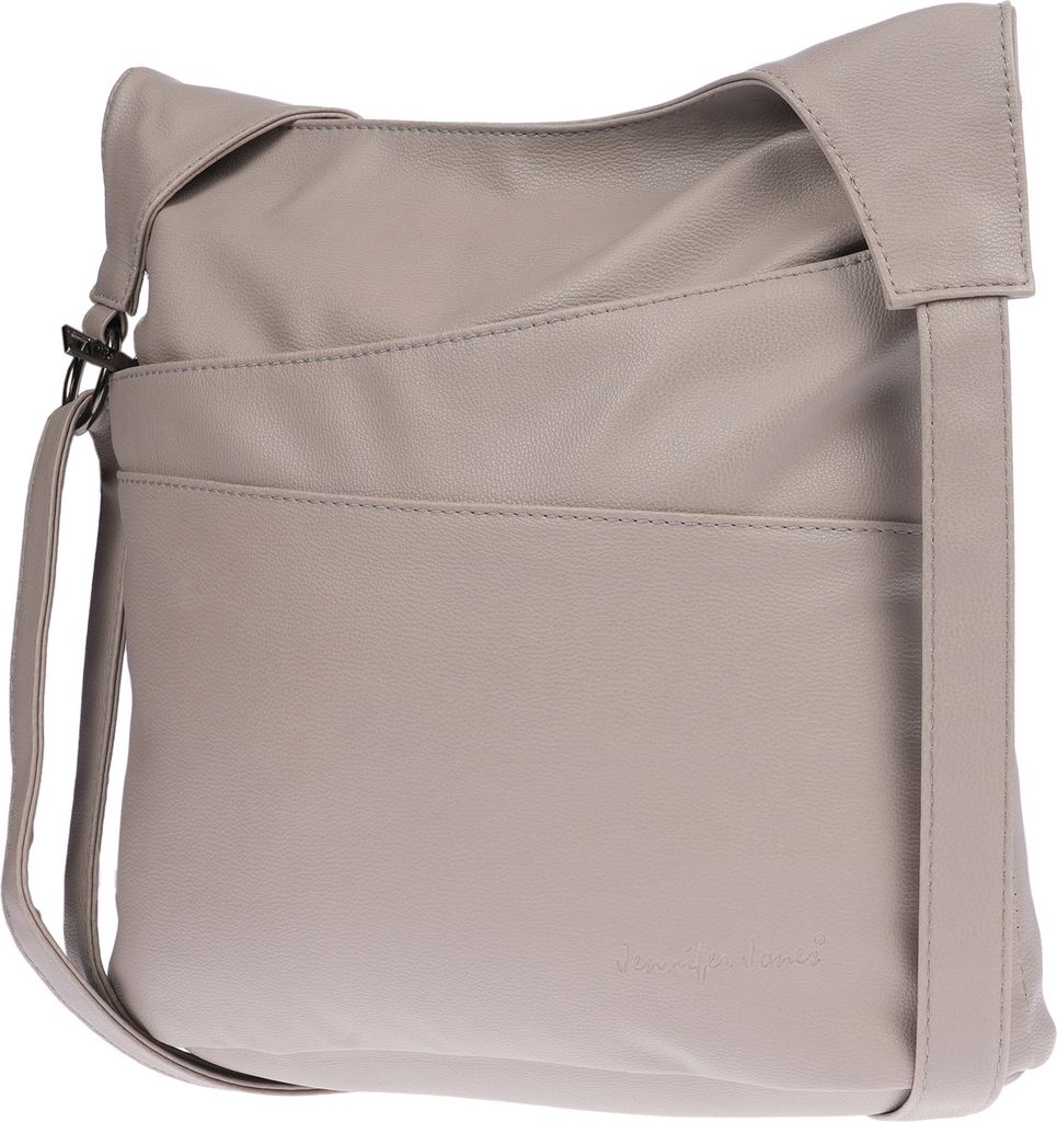 Christian Wippermann große Damen Tasche Umhängetasche Beuteltasche Handtasche Crossover Leder Optik Taupe-Hell