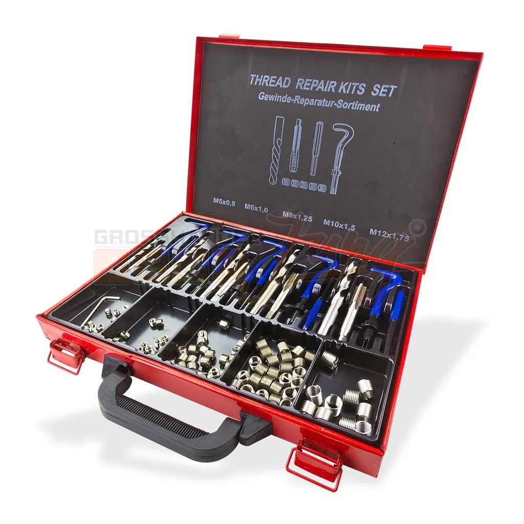 Coffret de taraudage et filets rapportés 131 pièces pour atelier auto