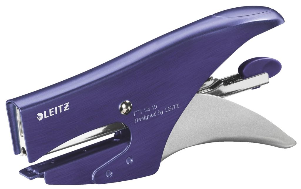 Leitz Heftzange aus Metall, für 15 Blatt, ergonomisches Design, Titan Blau, Style-Serie, 55640069