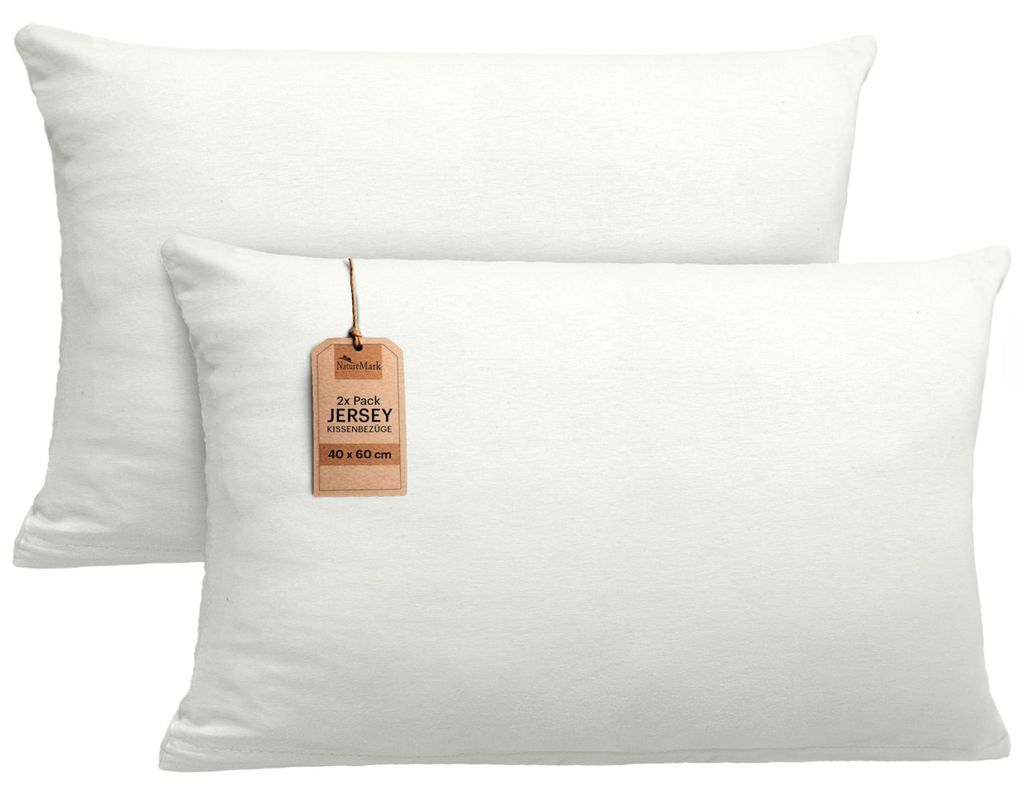 set di 2 copricuscini 100% cotone 40x60 cm bianco naturale Immagine del prodotto 