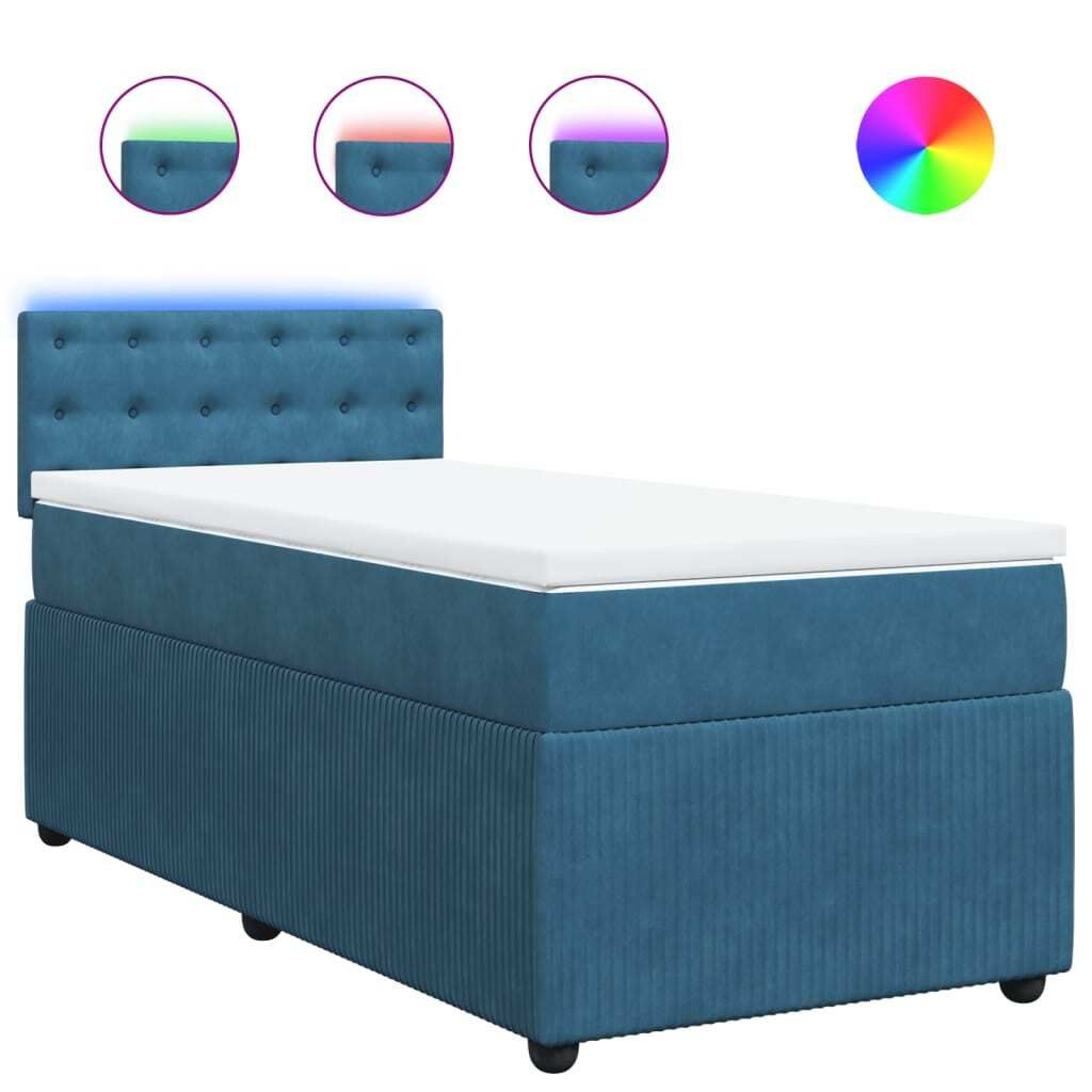 Best Möbel Boxspringbett mit Matratze - modernes Design - Blau 100x200 cm Samt - Doppelbett A3289978