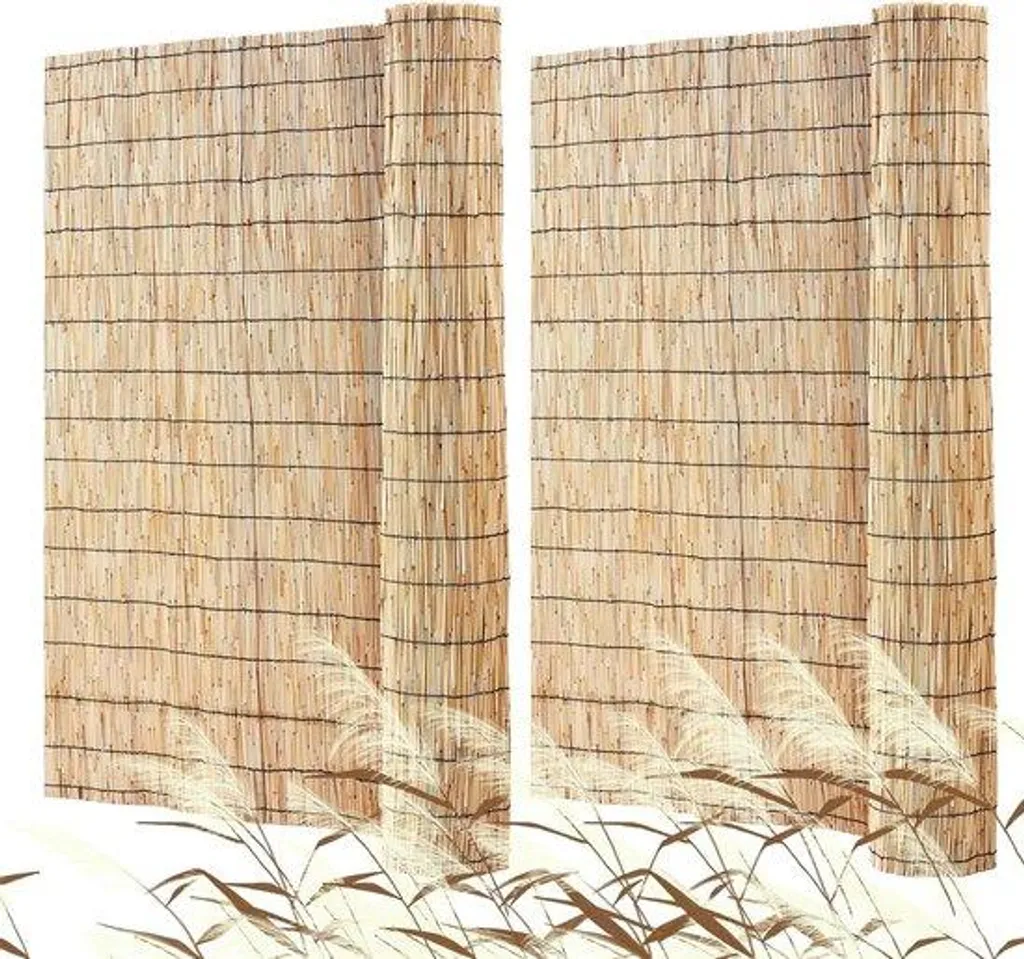 Brise-vue Jardin Bois Naturel 12 x 50 m - Lot de 2 Rouleaux Haute Densité