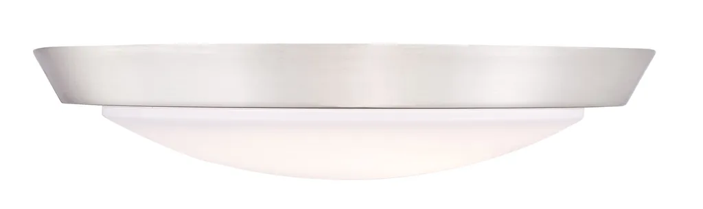 Plafonnier LED dimmable 28cm nickel brossé avec diffuseur acrylique