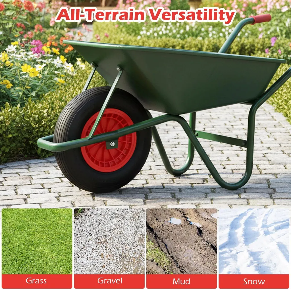 Roue de Brouette Ø 40 cm Alésage 20 mm Moyeu Centré 8,8 cm - Lot de 2