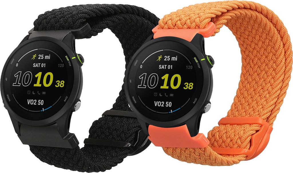 kwmobile 2x Sportarmband kompatibel mit Garmin Forerunner 255 / 255 Music / Forerunner 970 / Venu 3 Armband - Sport Ersatzarmband Set aus Nylon für